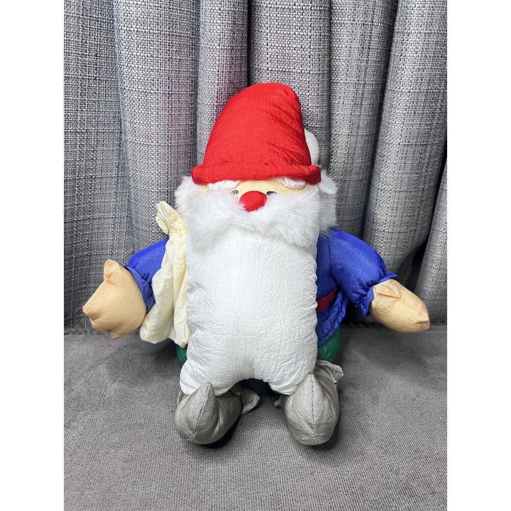 VTG Bon Marche Santa Claus Parachute Nylon Christmas Plush Stuffed Gift Sack Toy